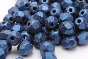 Feuerpolierte - 3mm, Metallic Suede Blue (100 St.)