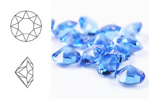 Chaton 1088, SS39 (8mm), Sapphire unfoiled