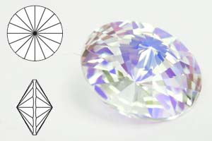 Rivoli 1122, 8mm (SS39), Crystal AB unfoiled