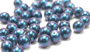 Rundperlen, 6 mm, Polynesian Dark Turquoise (50 Stück)